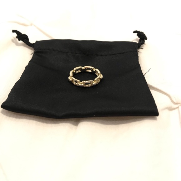 Gold Pavé Box Link Ring - Picture 3 of 6